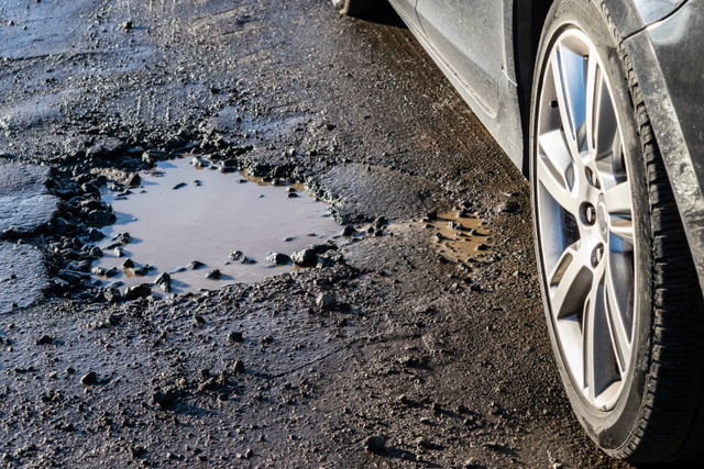 potholes on the road