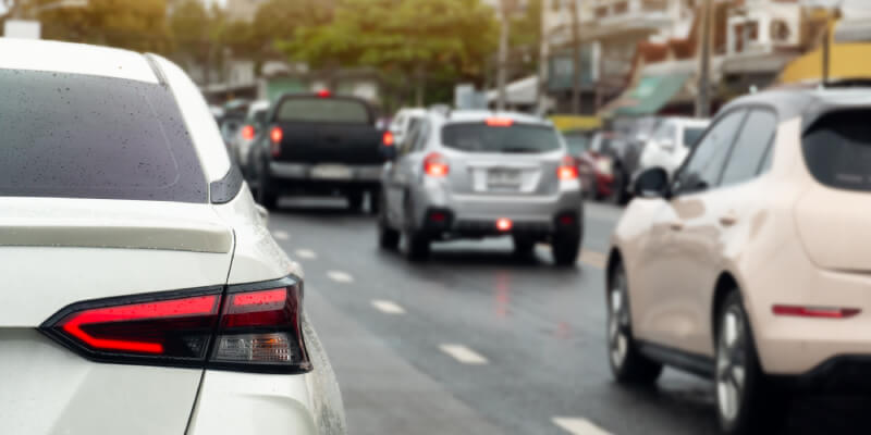 Cars stuck in a traffic jam